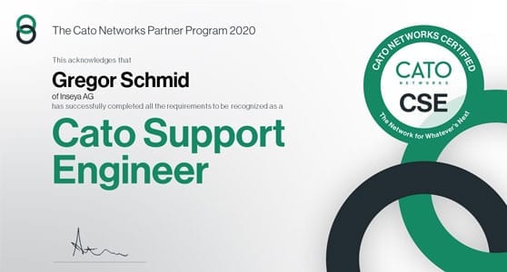 Gregor Schmid ist einer von mehreren zertifizierten Cato Support Engineers von Inseya